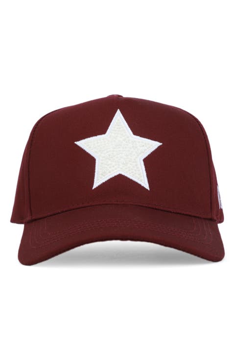 Faux Pearl Star Patch Baseball Cap