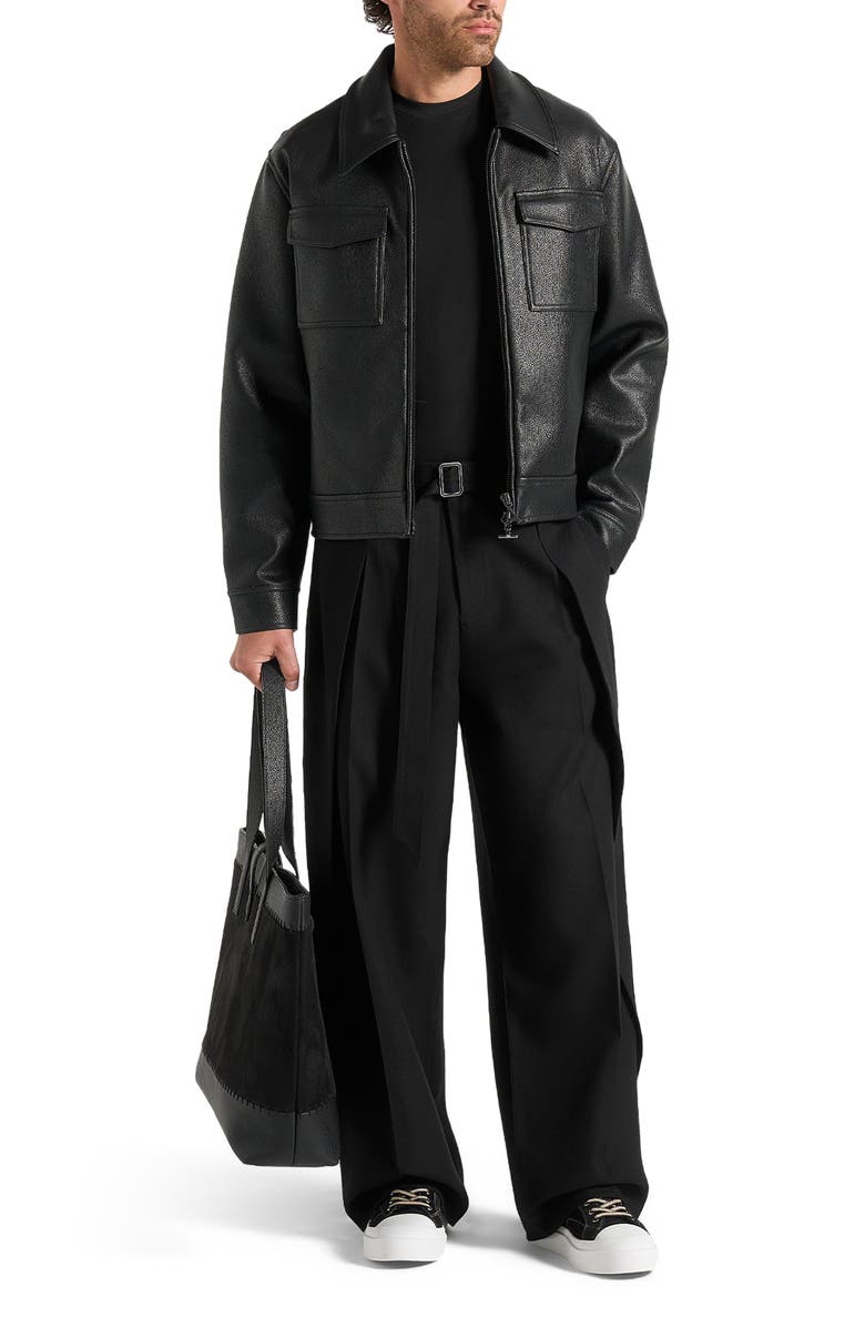 Manière De Voir Charles Wide Fit Wrap Leg Tailored Trousers, Alternate, color, Black