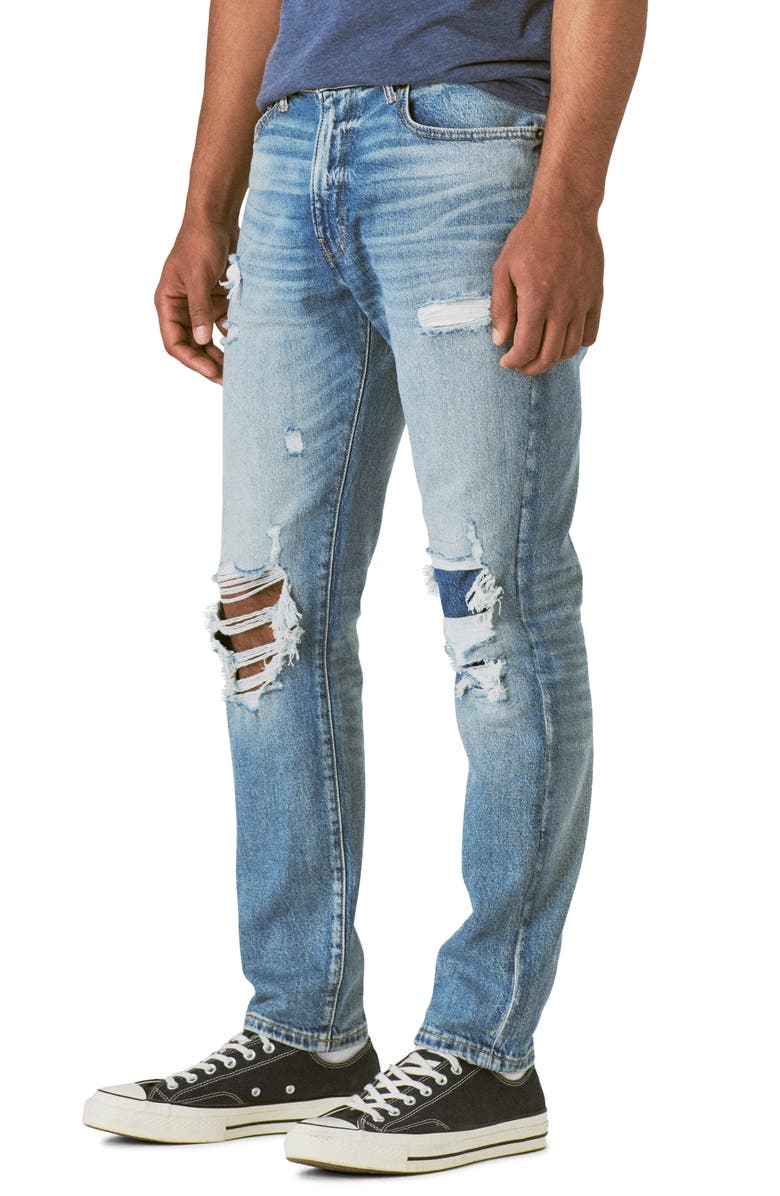 Lucky Brand 411 Athletic Ripped Tapered Leg Jeans, Alternate, color, 