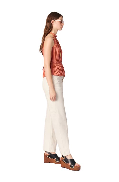 Maje Leville Pleated Peplum Top In Terracota