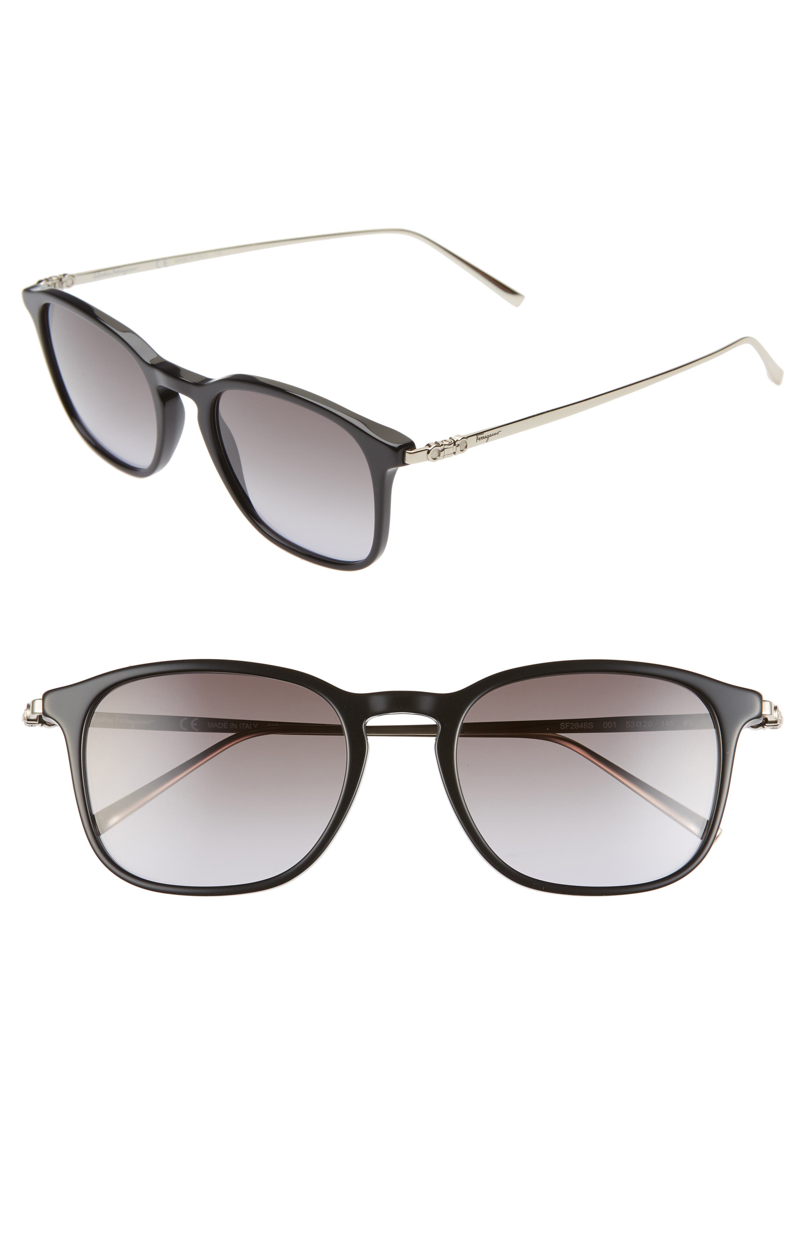 FERRAGAMO Salvatore Ferragamo Classic Logo 53mm Gradient Rectangle Sunglasses