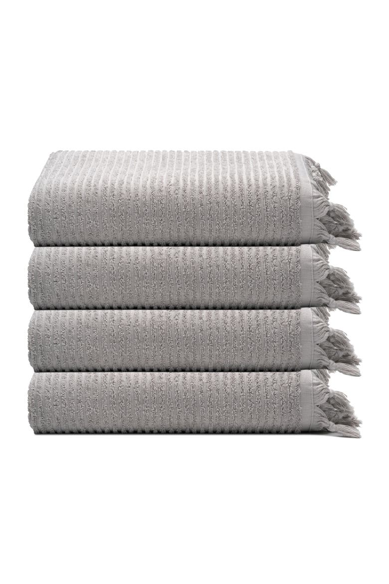 Ribbed Loom Turkish Cotton Terry Hand Towel Bundle, Main, color, Light Gray