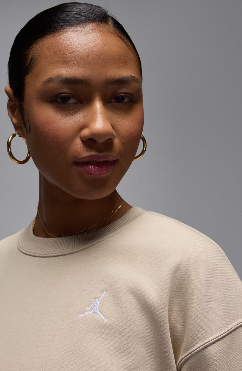 Nike Brooklyn Fleece Crewneck Sweatshirt, Alternate, color, Rattan/ White