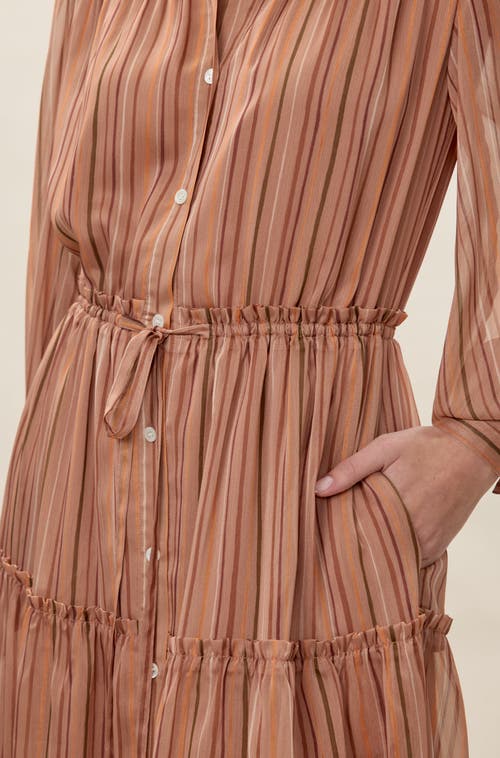 Rebecca Taylor Celeste Stripe Dress In Brown