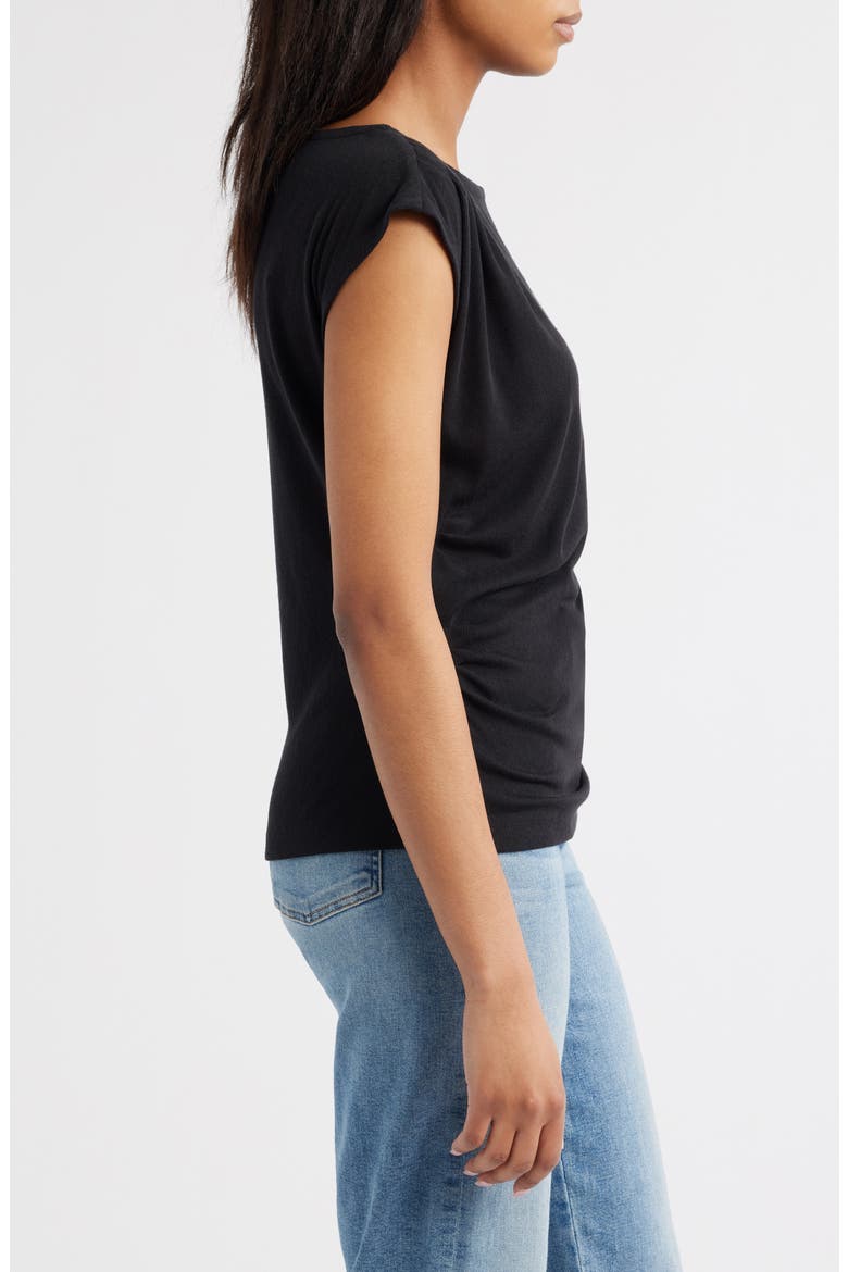 Cap Sleeve Ruched Top, Alternate, color, BLACK