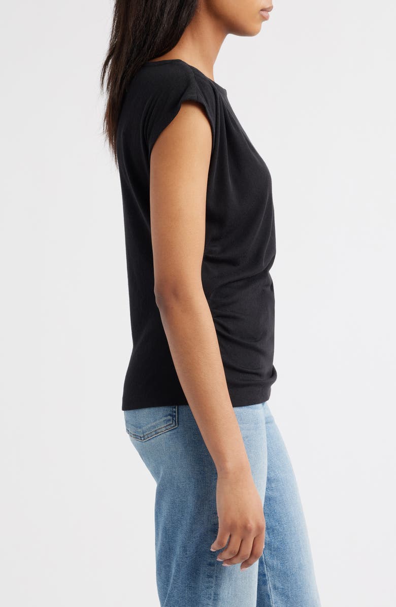 Wit & Wisdom Cap Sleeve Ruched Top, Alternate, color, Black