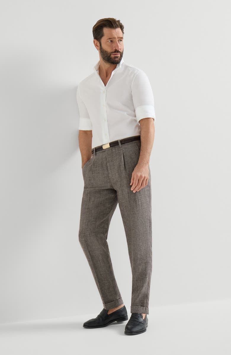 Brunello Cucinelli Houndstooth trousers, Alternate, color, Hazelnut