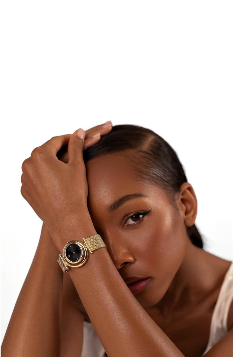 VANNA Eclipse Watch, Alternate, color, Black Sunray-Gold