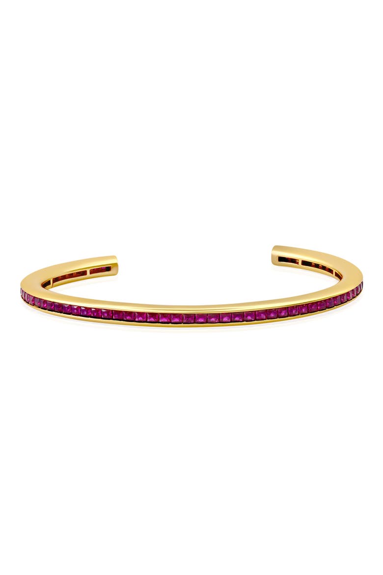 Cubic Zirconia Cuff Bracelet, Main, color, RUBY