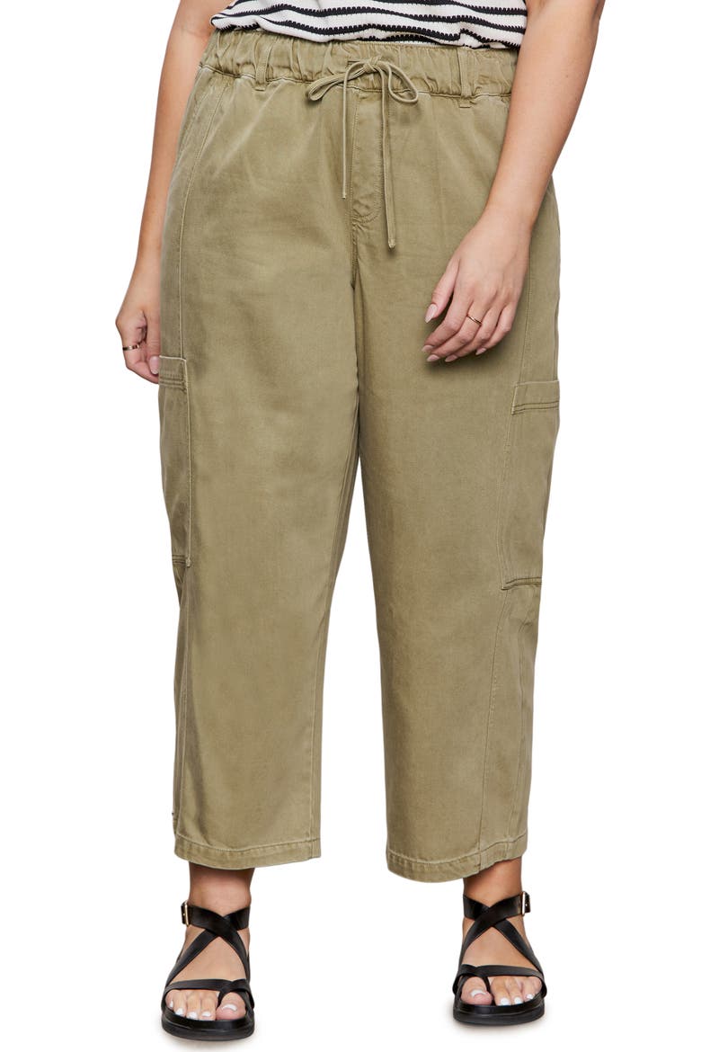 Area Pull-On Ankle Wide Leg Twill Cargo Pants, Main, color, BAMBOO