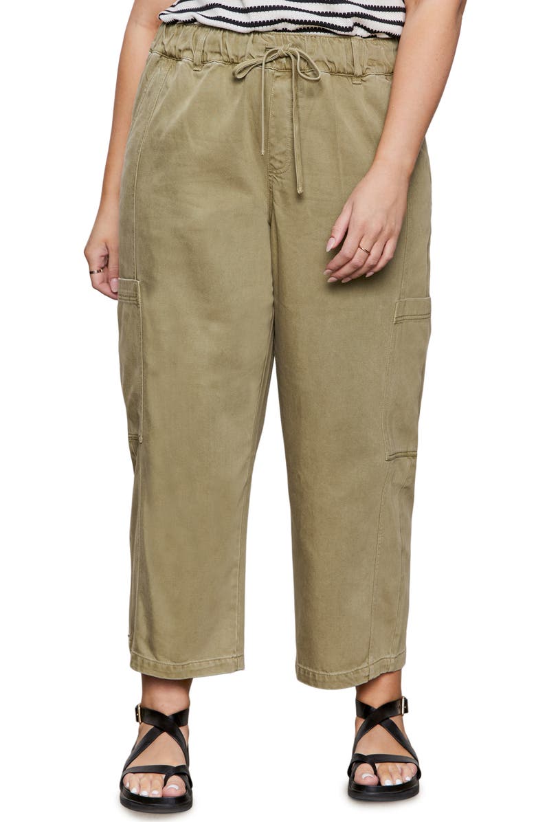 Sanctuary Area Pull-On Ankle Wide Leg Twill Cargo Pants, Main, color, Bamboo