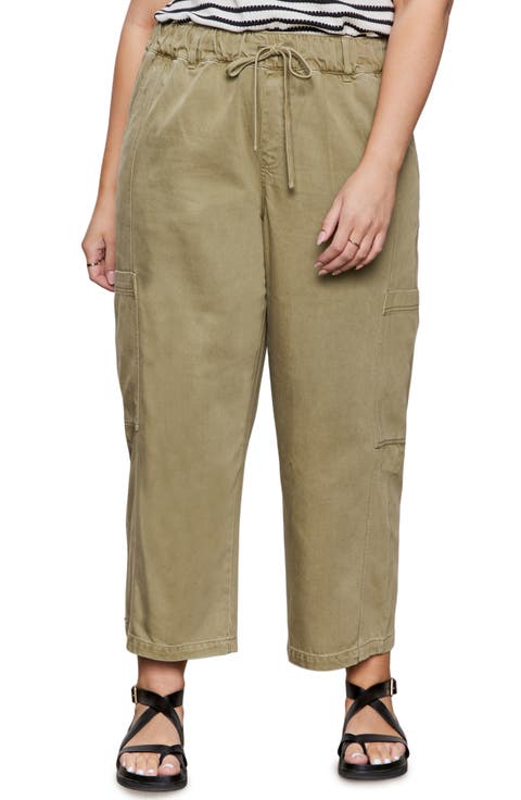 Area Pull-On Ankle Wide Leg Twill Cargo Pants (Plus)