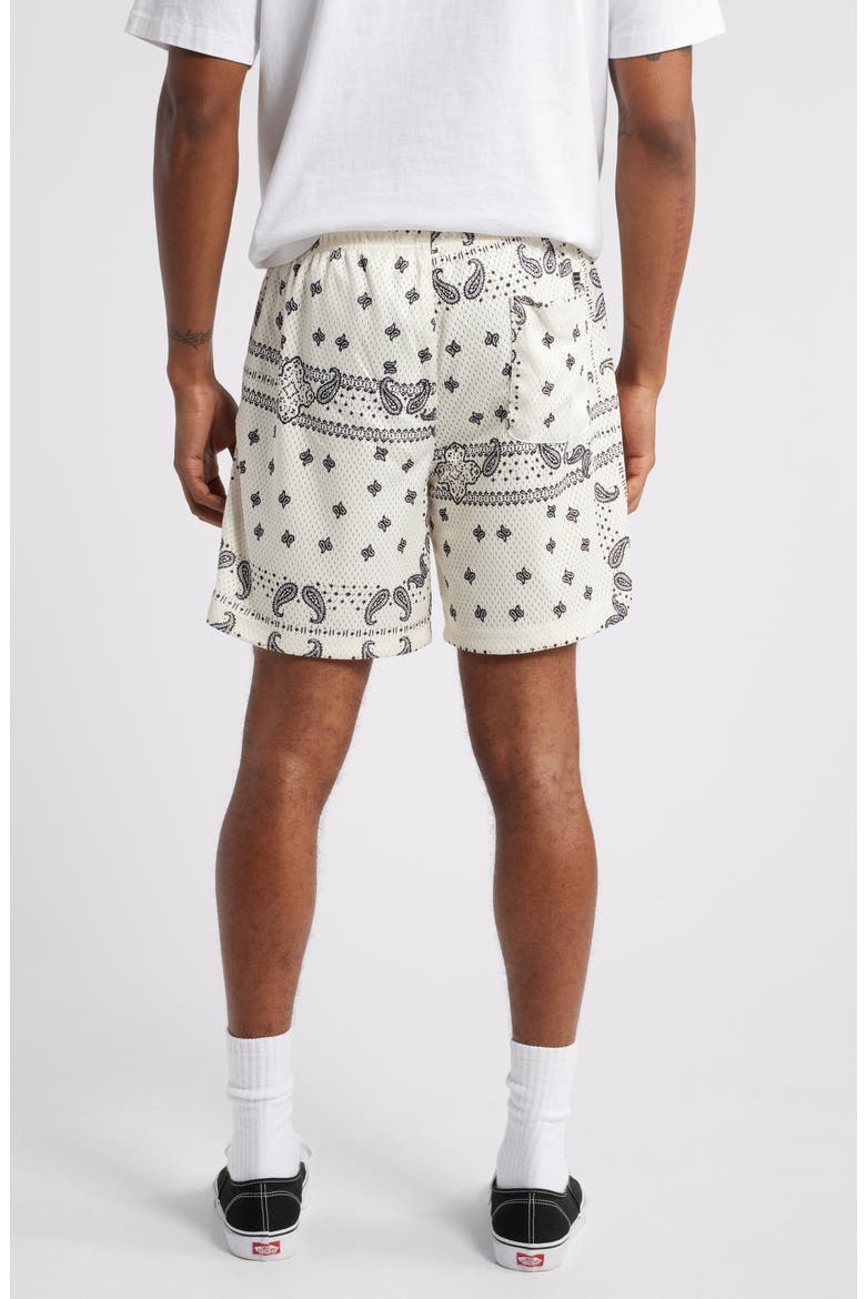 Aaron Print Mesh Drawstring Waist Shorts, Alternate, color, CREAM