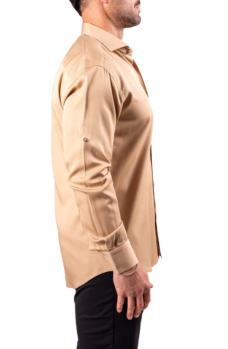 Maceoo Berlin Resistance Cotton Button-Up Shirt, Alternate, color, Brown