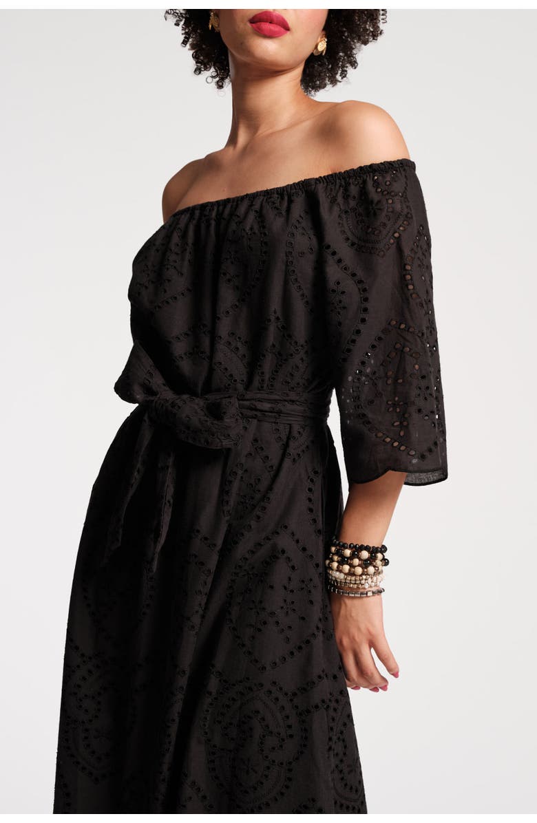 Frances Valentine Coco Midi Dress Eyelet Cotton Poplin, Alternate, color,