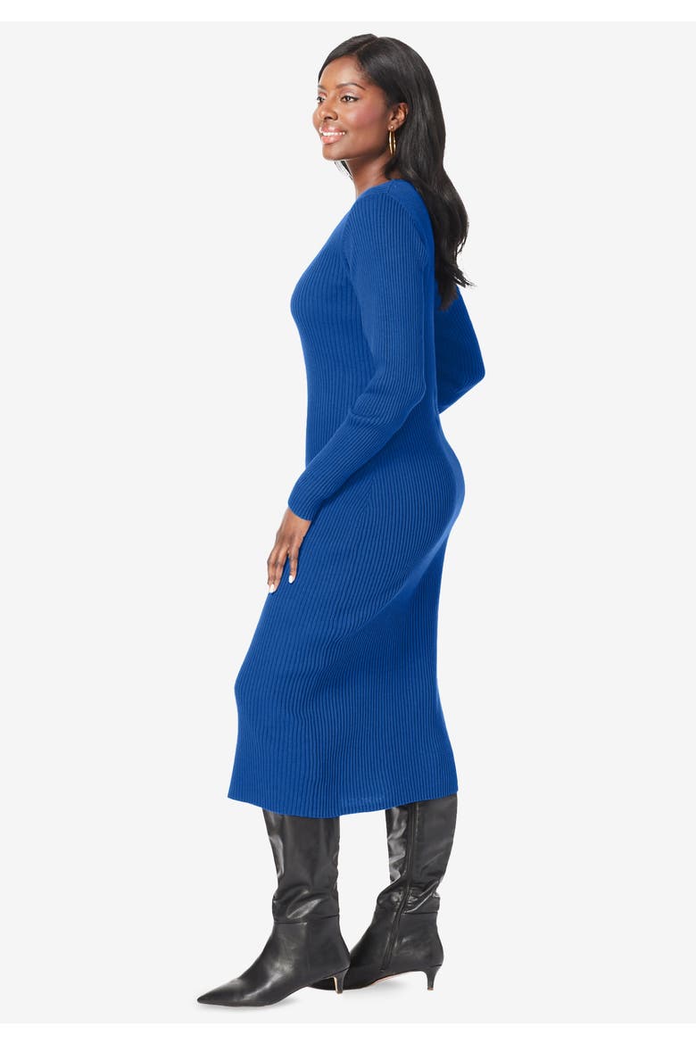 Scoop-Neck Sweater Dress, Alternate, color, BLACK