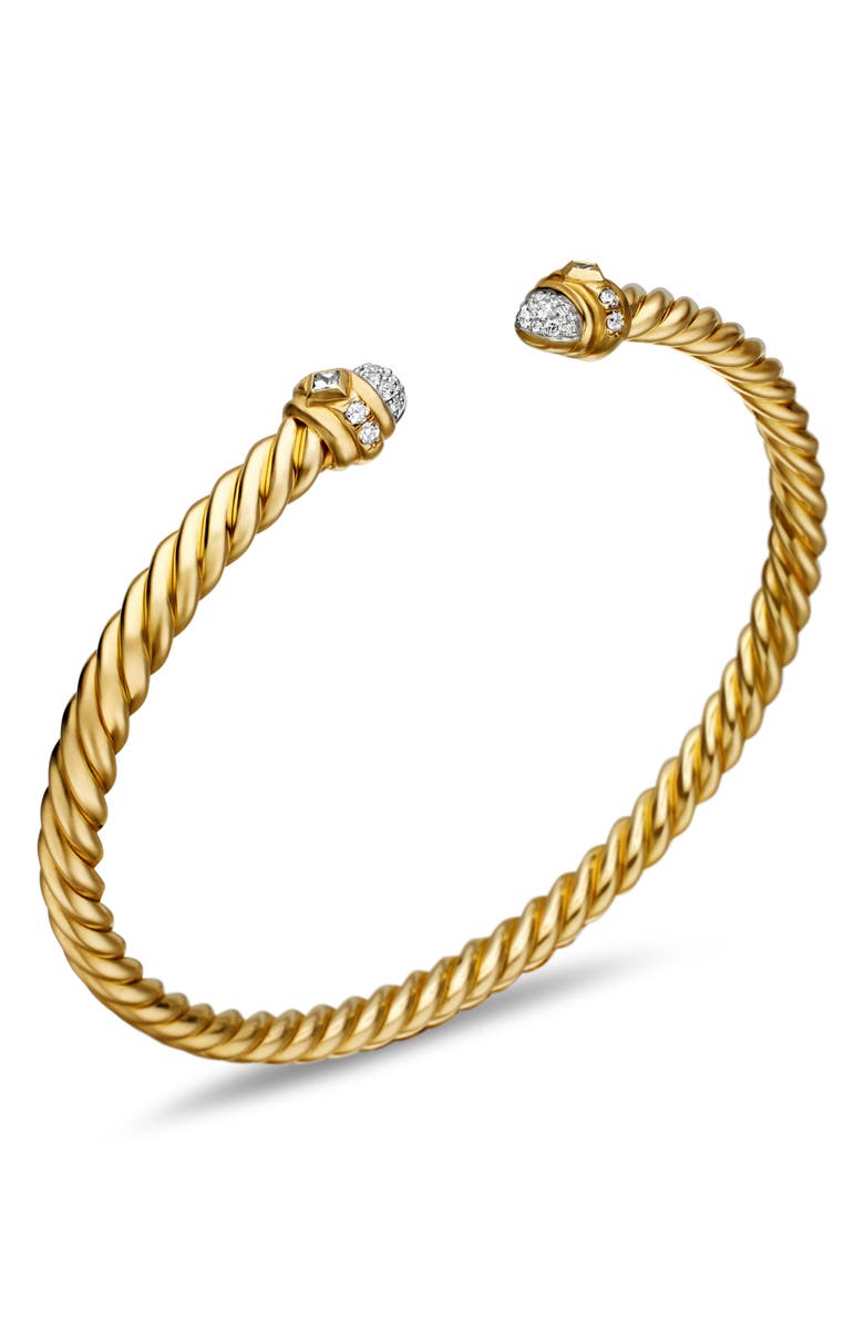 David Yurman Renaissance<sup>®</sup> Oval Cablespira Bracelet in 18K Yellow Gold with Diamonds, 4.5mm, Alternate, color, 18K Yellow Gold