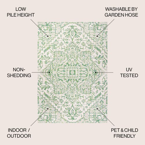 Jonathan Y Estrella Bohemian Medallion Textured Weave Indoor/outdoor Area Rug In Green/cream