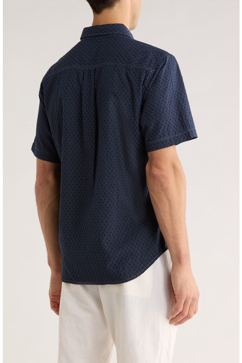 Dockside Dobby Short Sleeve Button-Up Shirt, Alternate, color, NAVY