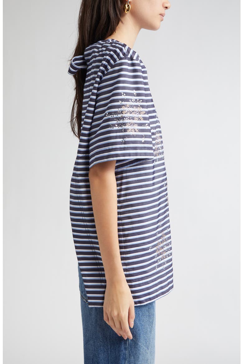 Haut Crystal Embellished Tie Back Top, Alternate, color, STRIPES BLACK / BLUE