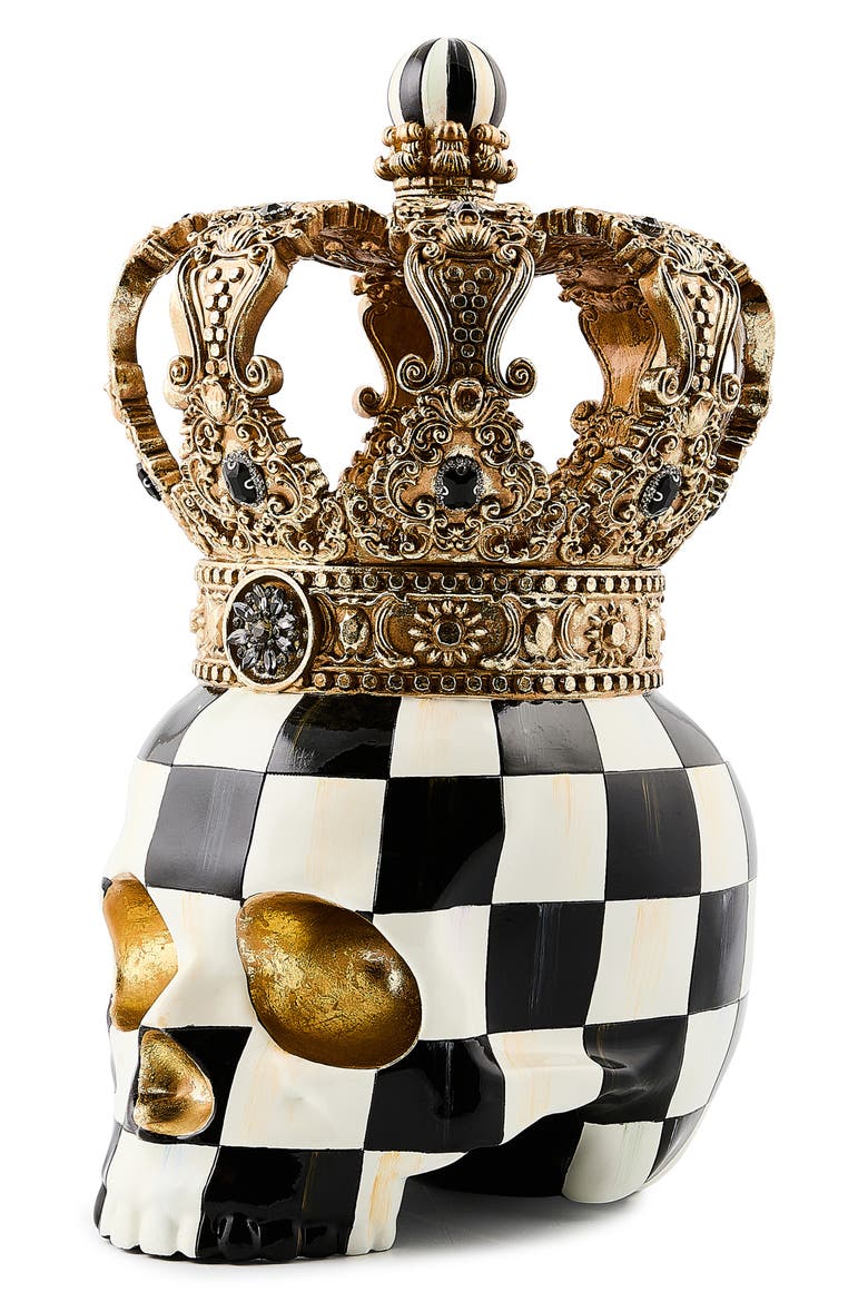 Courtly Check Crowned Skull, Alternate, color, BLACK