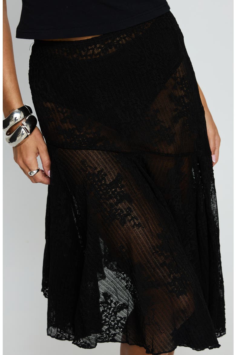 Mellissa Sheer Floral Jacquard Midi Skirt, Alternate, color, BLACK