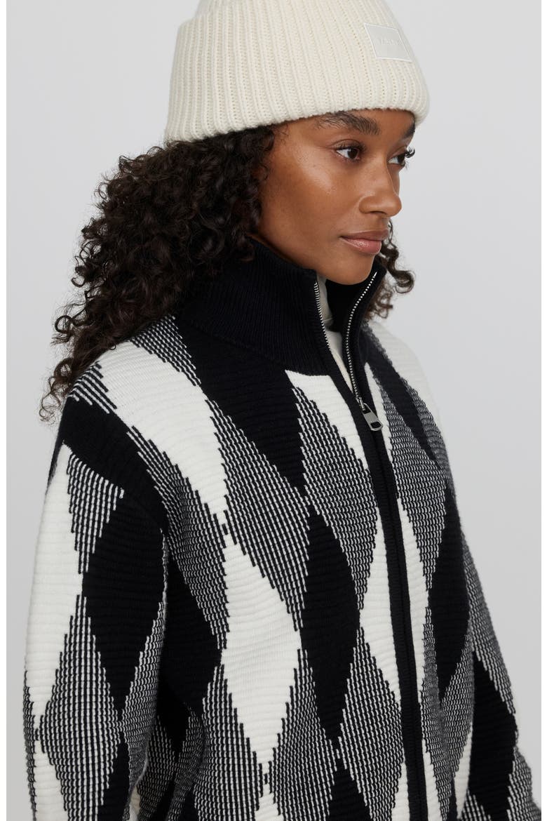 Karina Argyle Jacquard Knit Cardigan, Alternate, color, BLACK