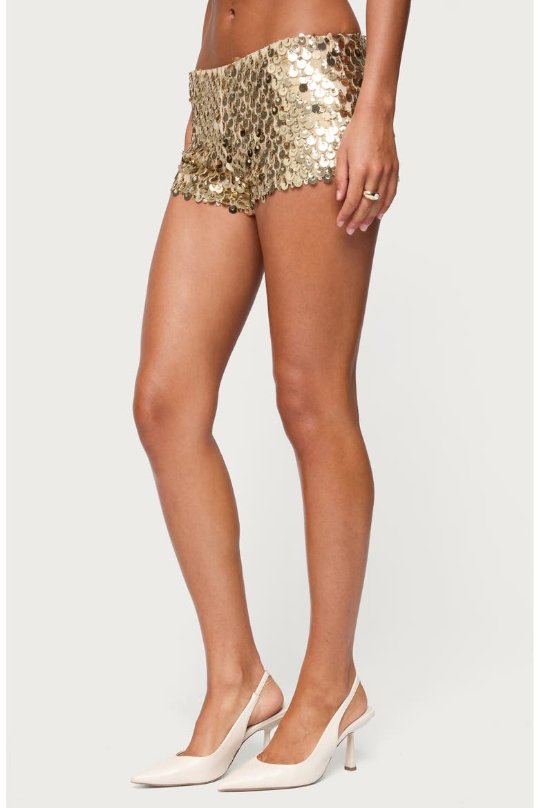 Macie Sequin Micro Shorts, Alternate, color, GOLD