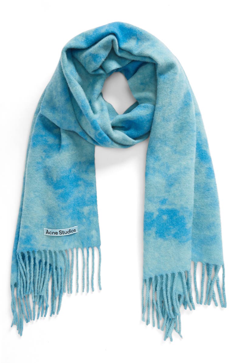 Acne Studios Tie Dye Fringed Wool Scarf, Main, color, 