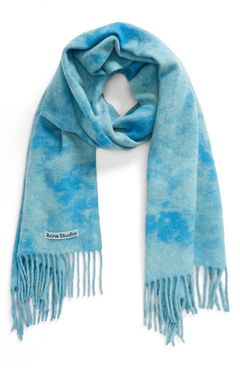 Tie Dye Fringed Wool Scarf