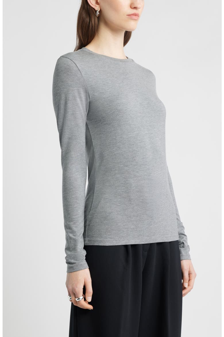 Long Sleeve Crewneck T-Shirt, Alternate, color, GREY DARK HEATHER