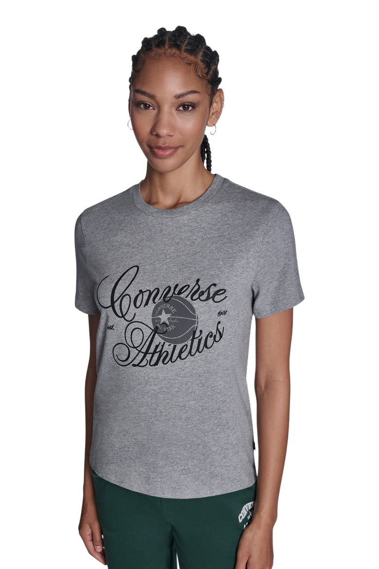 Athletics Script T-Shirt, Main, color, VINTAGE GREY HEATHER