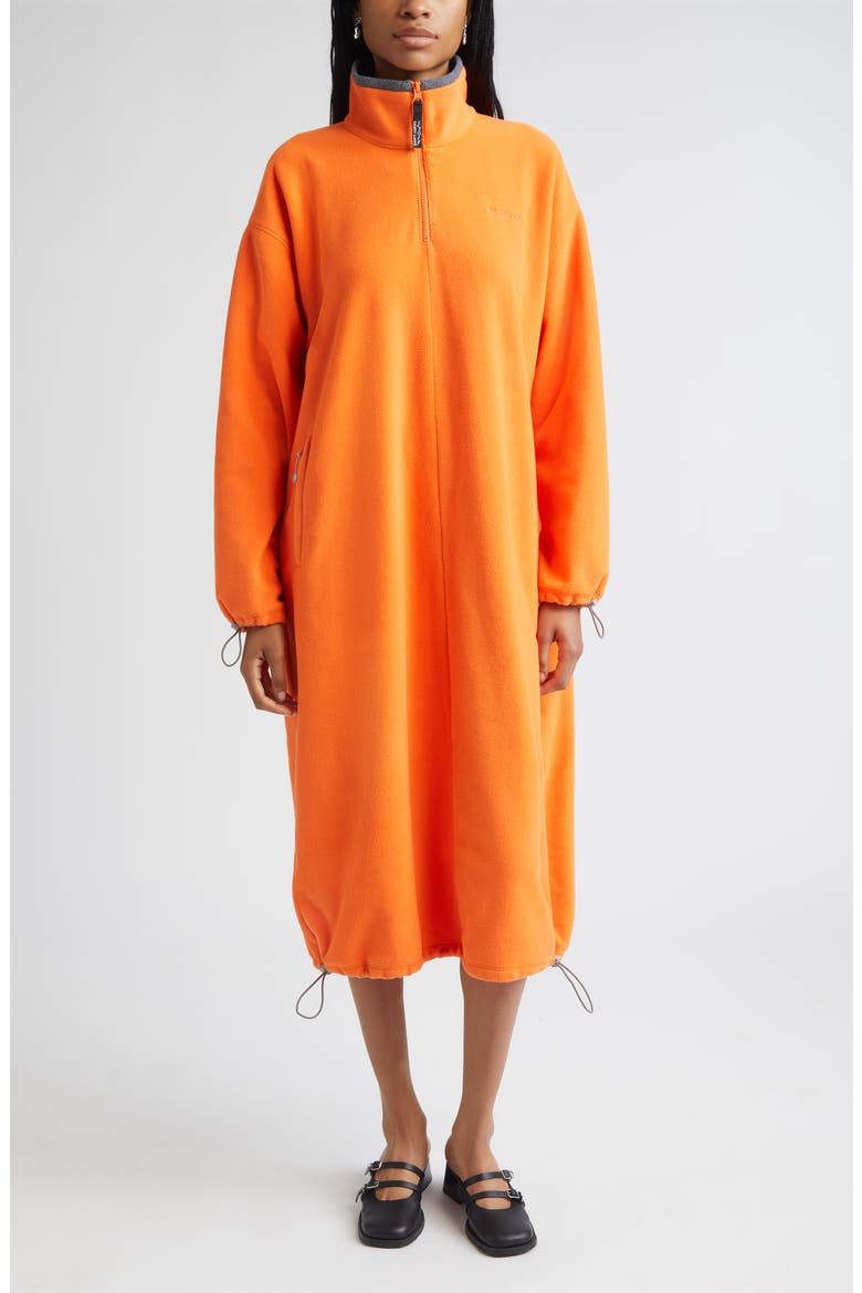 all szn fleece loose dress Mock Neck Long-sleeve Fleece Dress for Women
