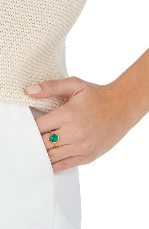 Monica Vinader Siren Small Nugget Stacking Ring In Gold/green Onyx