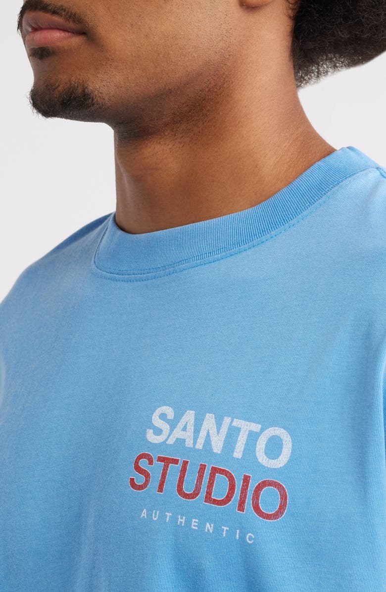 SANTO STUDIO Authentic Cotton Graphic T-Shirt, Alternate, color, Dusty Blue