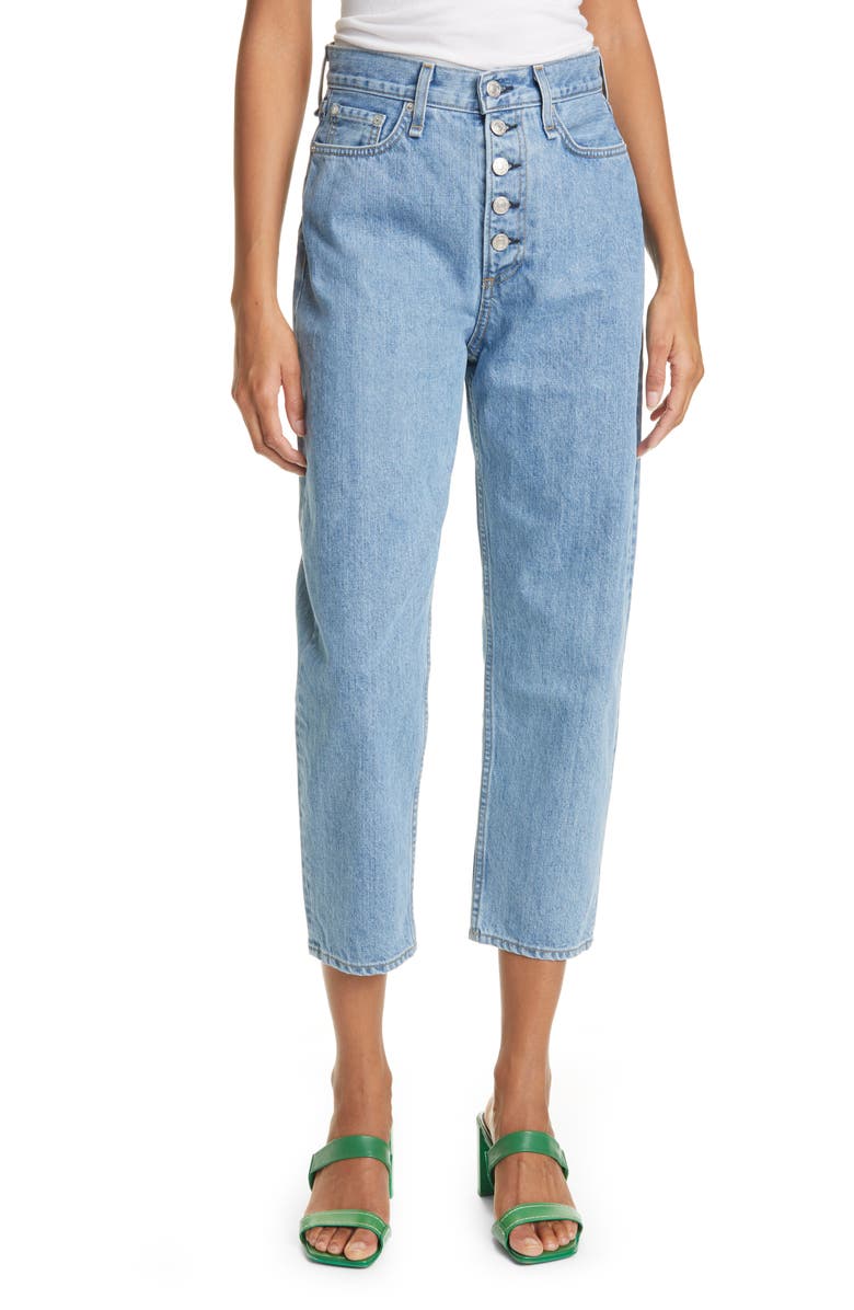 rag & bone '90s Exposed Button High Waist Crop Jeans, Main, color, 