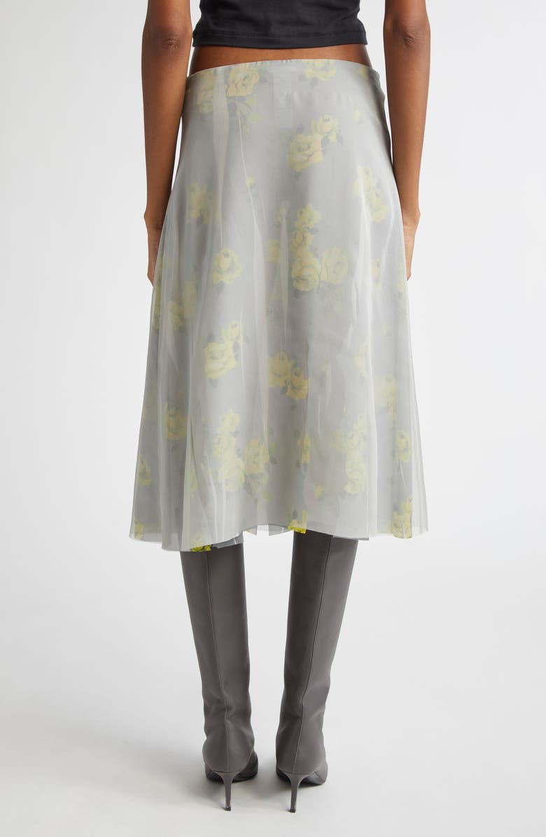Acne Studios Iranee Floral Georgette Skirt, Alternate, color, Yellow/ Grey