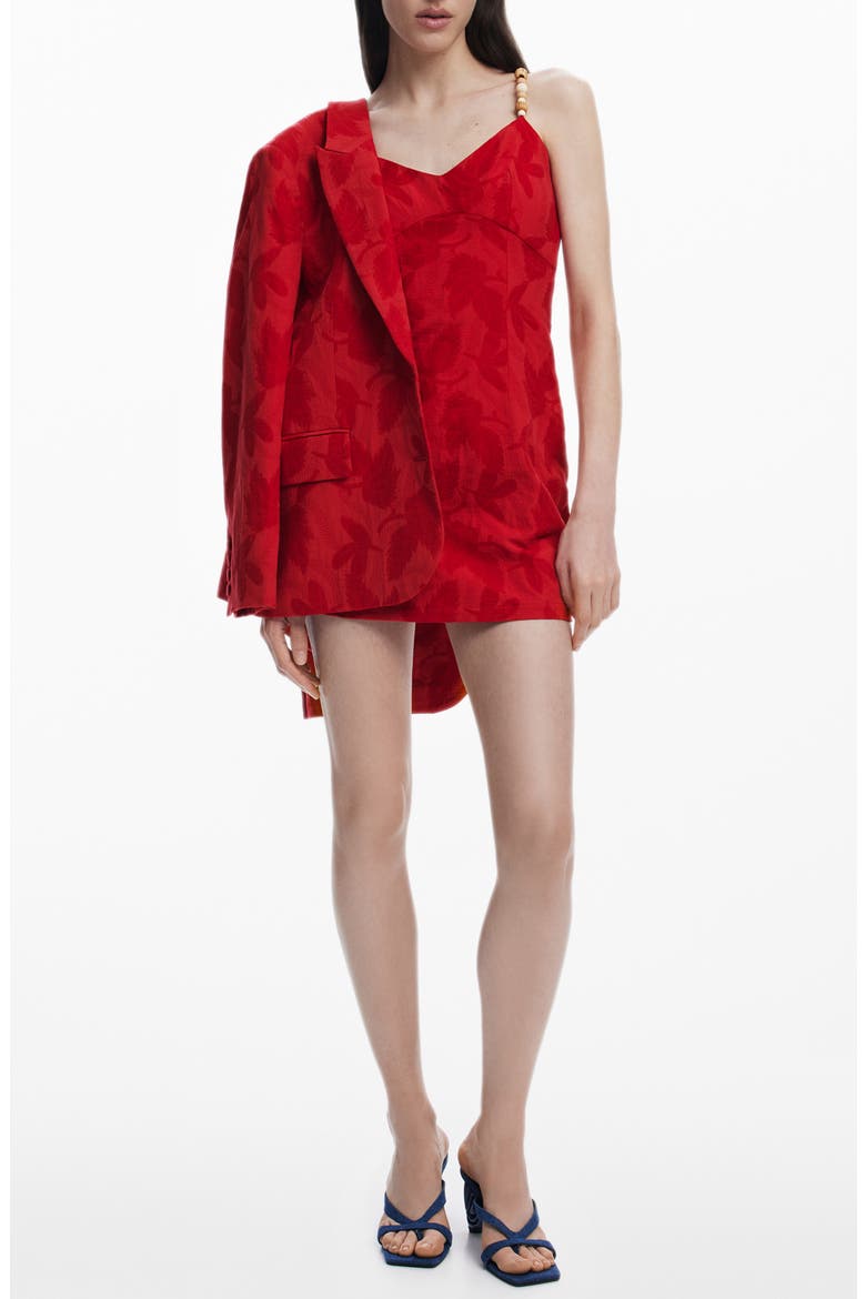 Floral Jacquard Minidress, Main, color, ORANGE RED