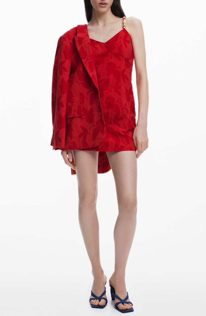 Desigual Floral Jacquard Minidress, Main, color, Orange Red