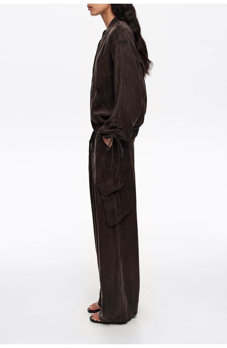 Bimba y Lola Washed Fluid Bomber Jacket, Alternate, color, Washed Black