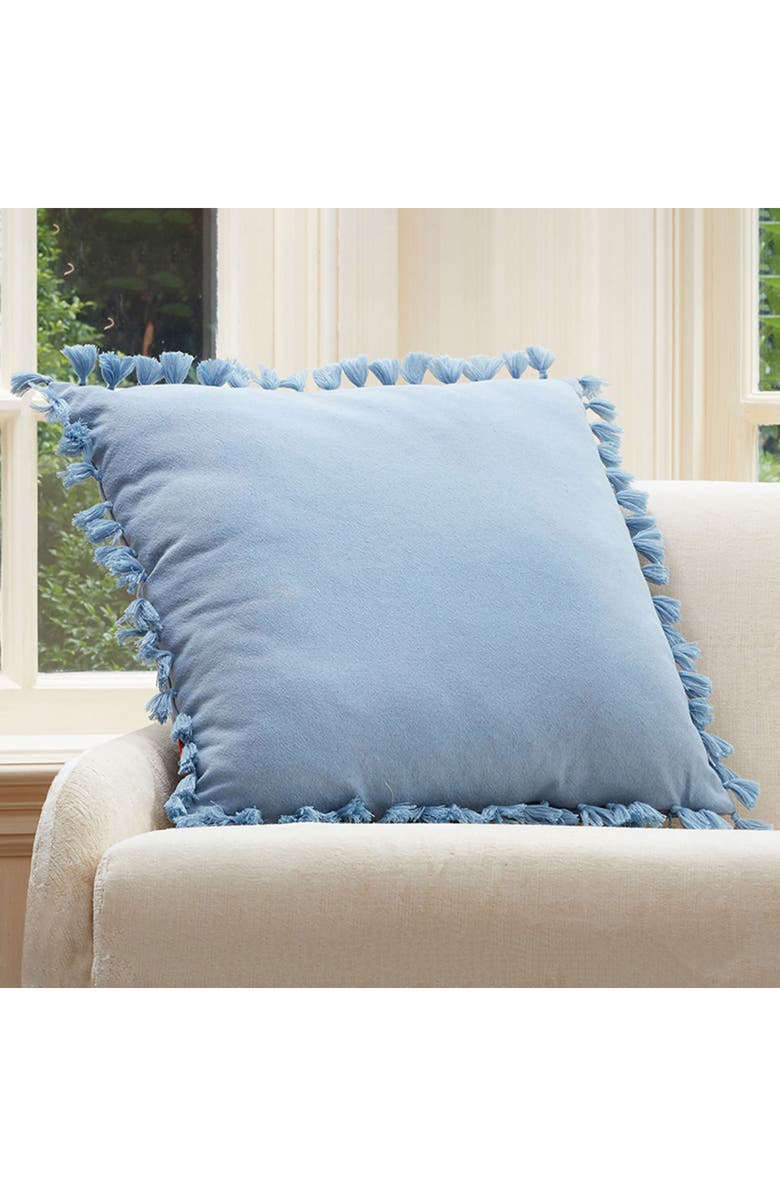 ROSELLI TRADING COMPANY Jaipur Canvas Slate Blue Accent Pillow, Alternate, color, 