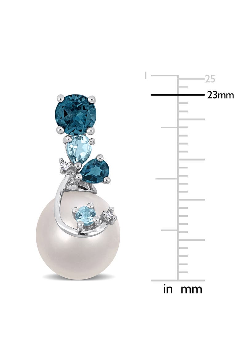 Diamond, Blue Topaz & 9-10mm Cultured Pearl Earrings, Alternate, color, BLUE
