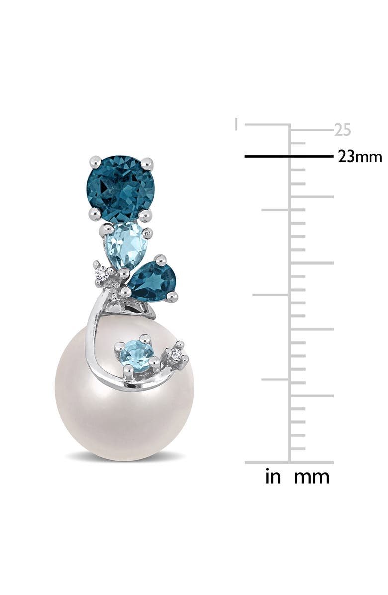 DELMAR Diamond, Blue Topaz & 9-10mm Cultured Pearl Earrings, Alternate, color, Blue