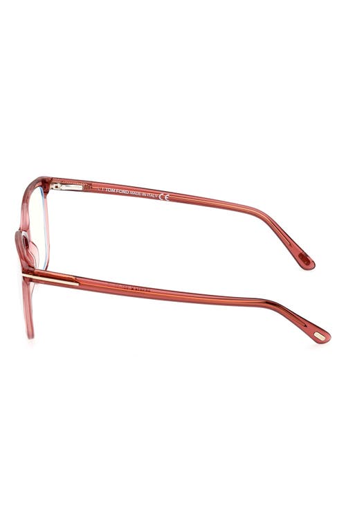 Tom Ford 56mm Rectangular Blue Light Blocking Glasses In Pink