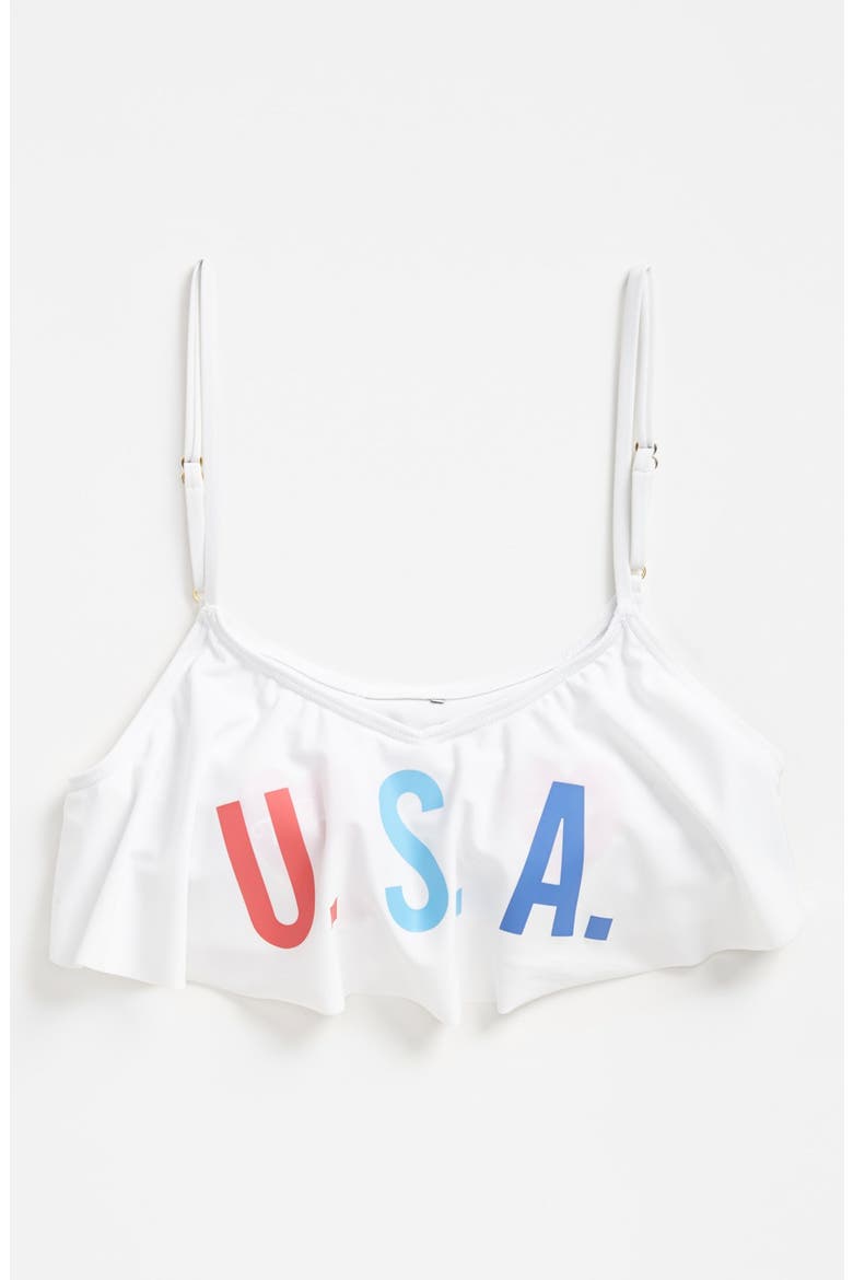 'USA' Fluttery Bikini Top, Alternate, color, WHITE
