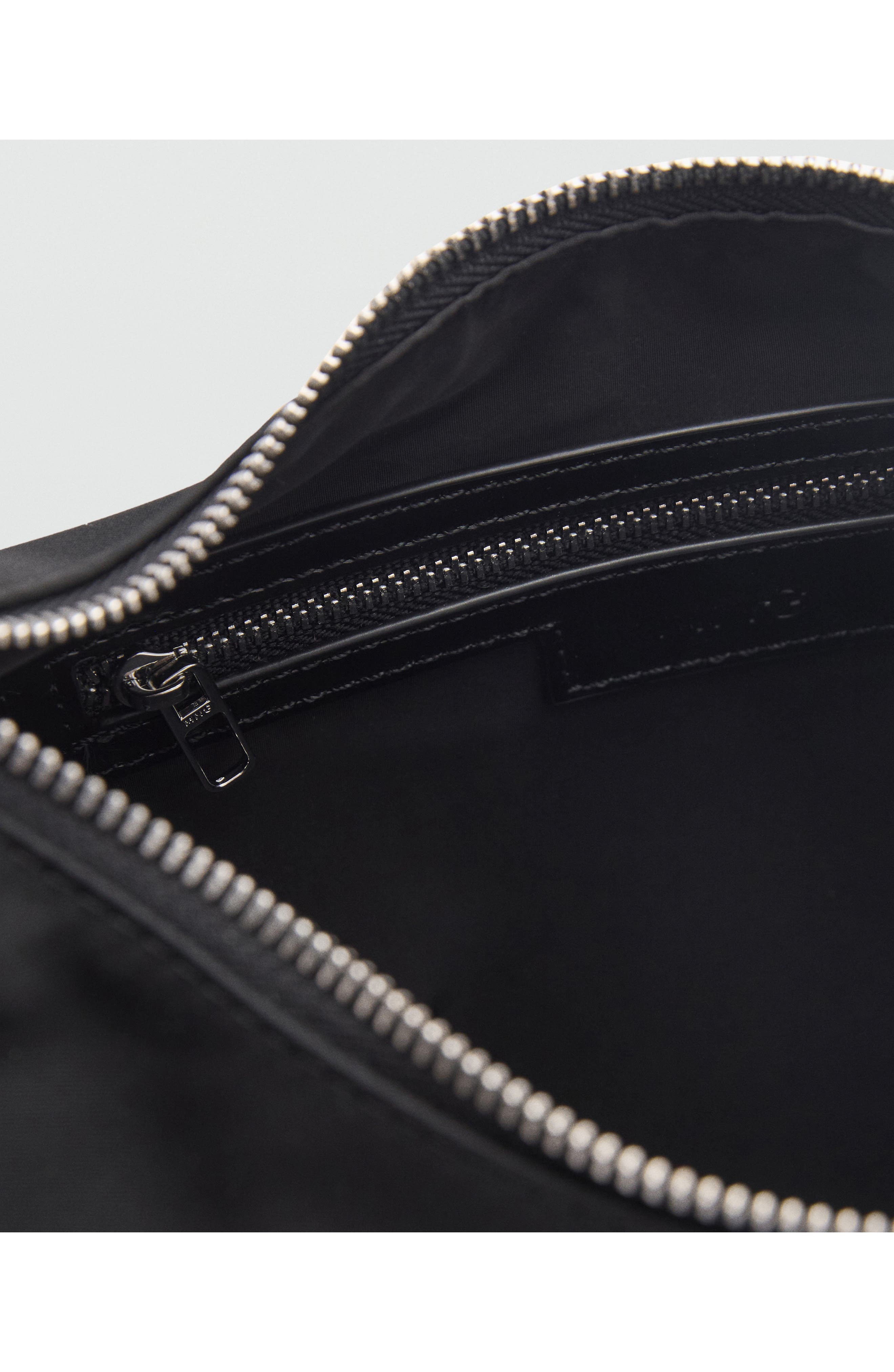 MANGO Medium Nylon Shoulder Bag, Alternate, color, Black