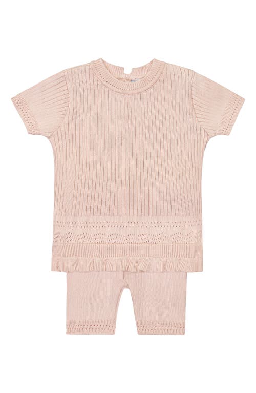 Feltman Brothers Pointelle Rib Short Sleeve Sweater & Pants in Blush 