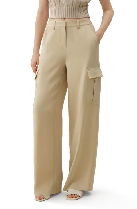 Women's Silk Crepe Cargo Pants