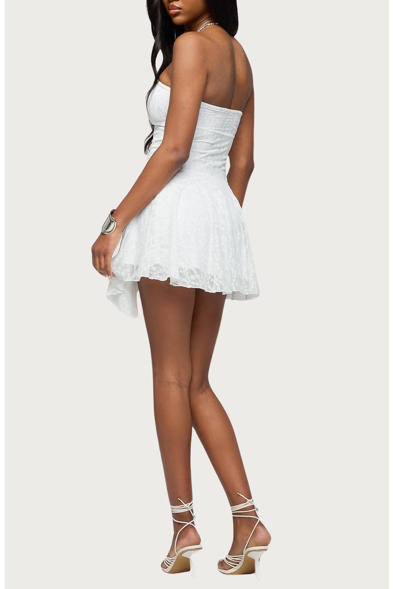 Alaia Asymmetric Strapless Minidress, Alternate, color, WHITE