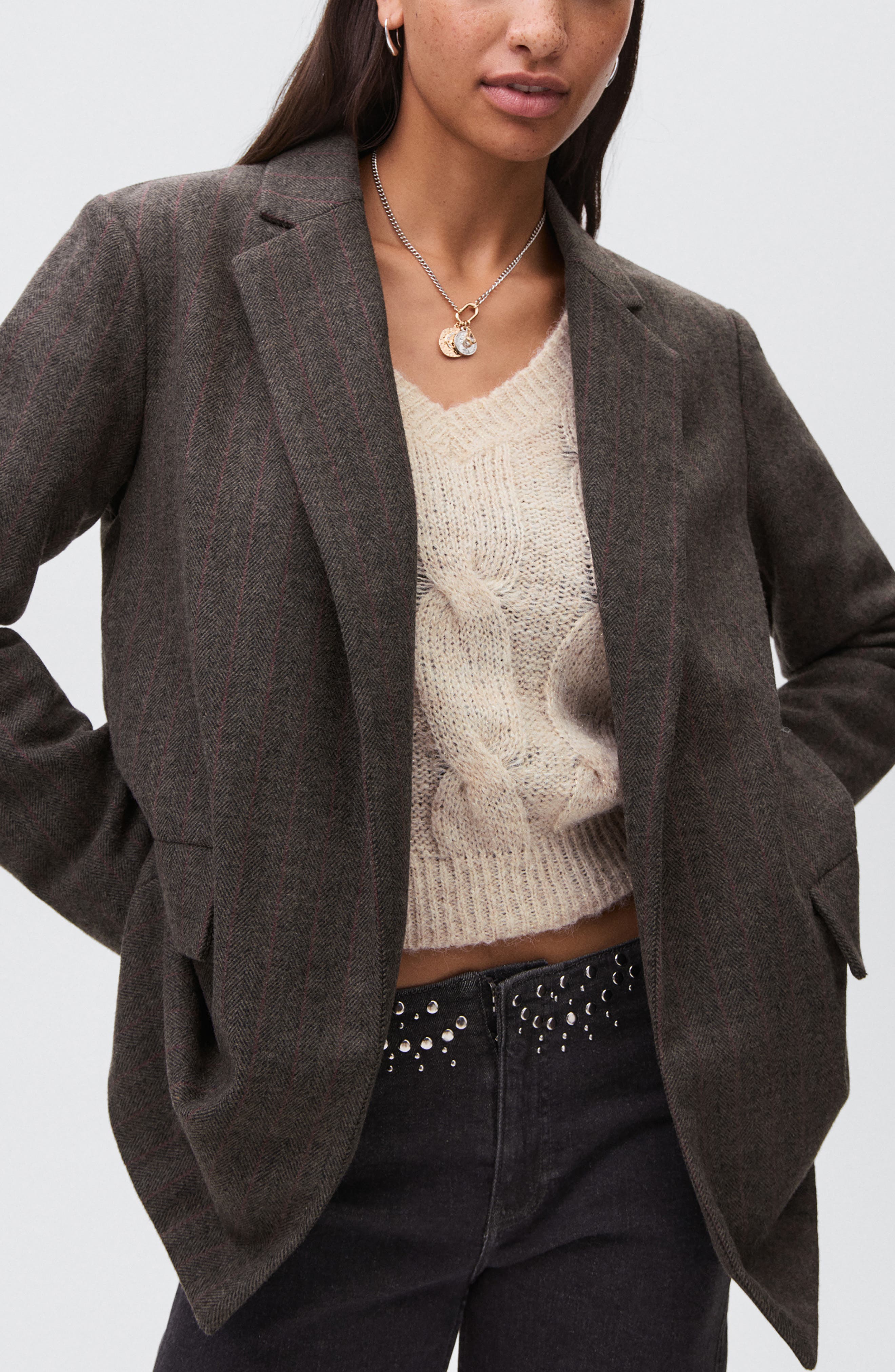 Herringbone Stripe Blazer